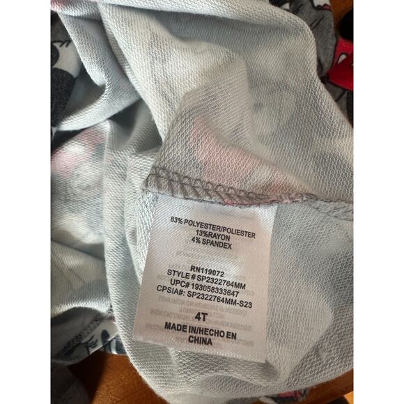 Disney Minnie Mouse Shirt Toddler Girls 4T Long Sleeve Gray Red Hearts Tunic - Picture 6 of 6